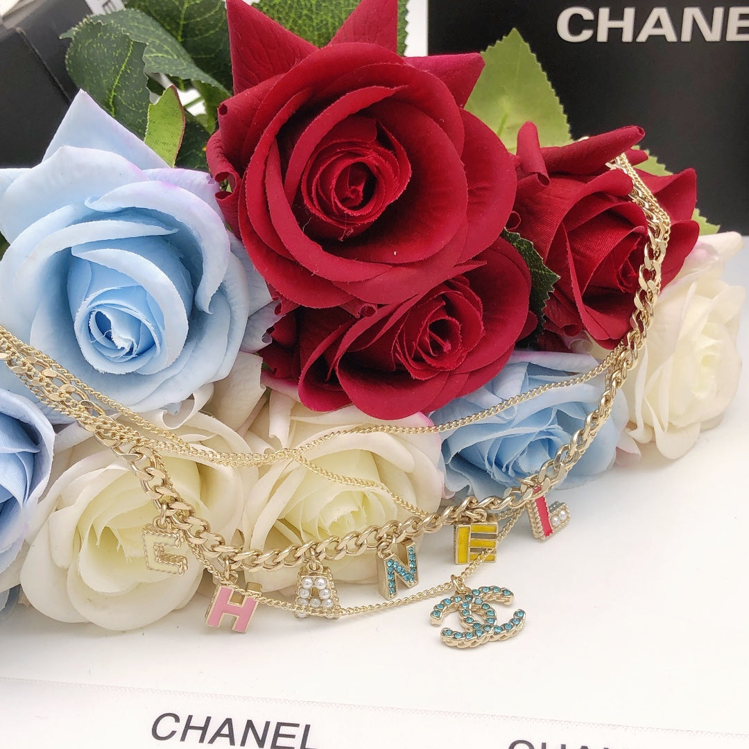 Chanel Color Typo 18K Gold Necklace