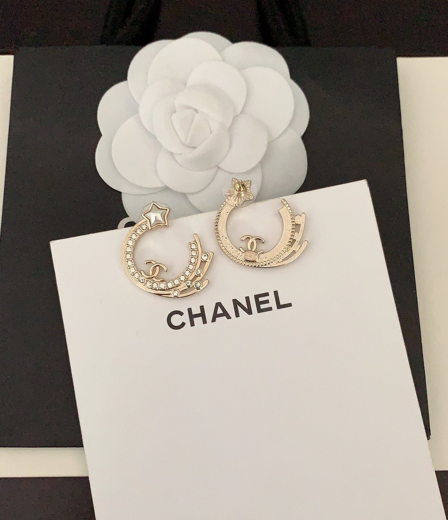 Chanel Crystals 18K Gold Earrings