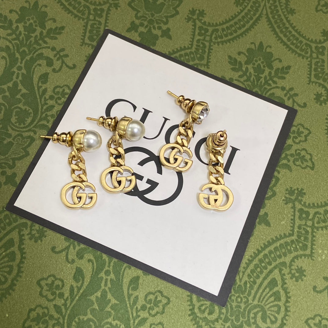 Gucci Double Chain 18K Gold Earrings
