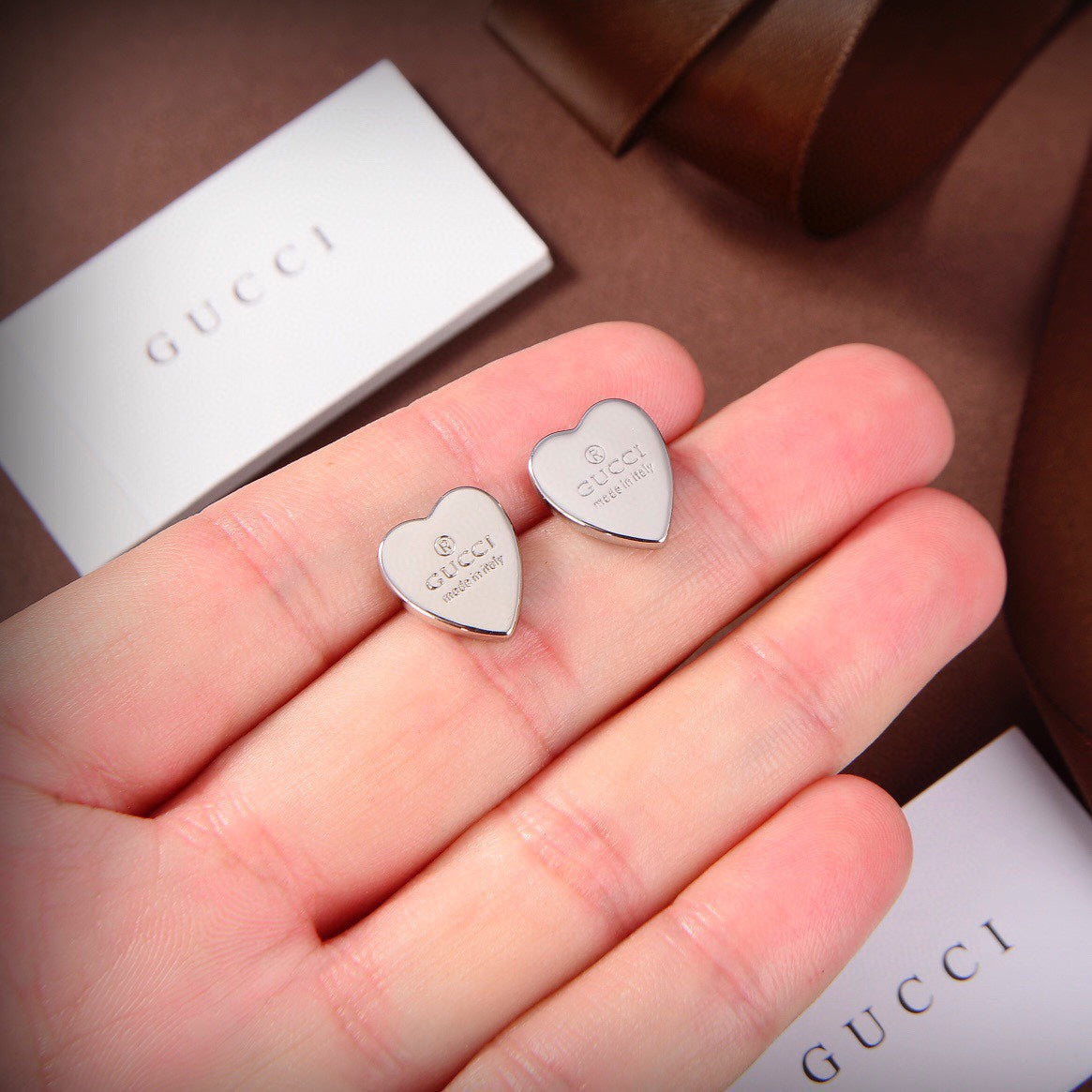 Gucci Double Heart 18K Gold Earrings