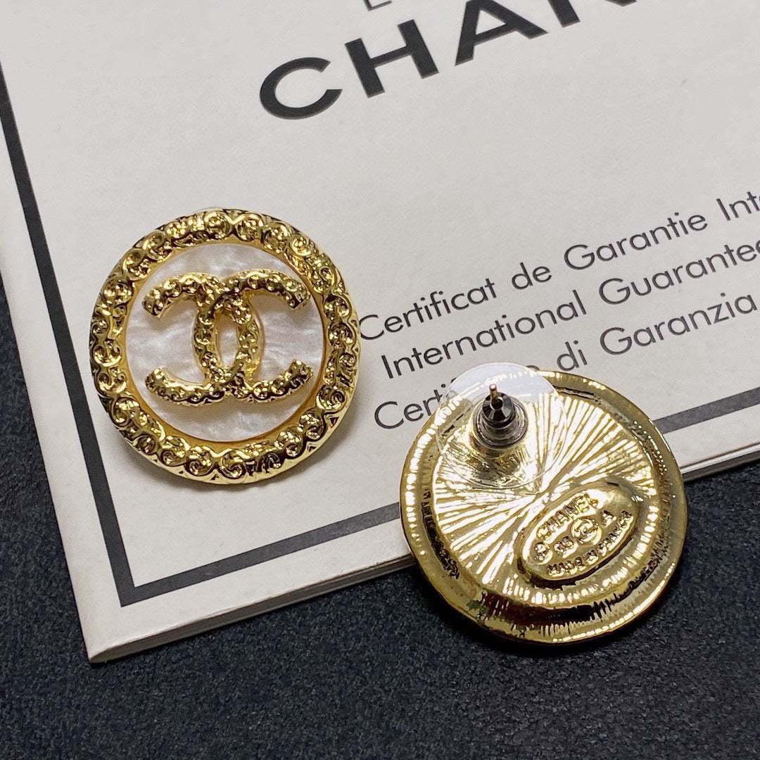 Chanel Crystal 18K Gold Earrings