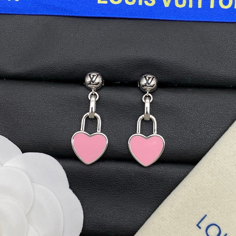 Louis Vuitton Pink Heart Gold 18K Gold Earrings