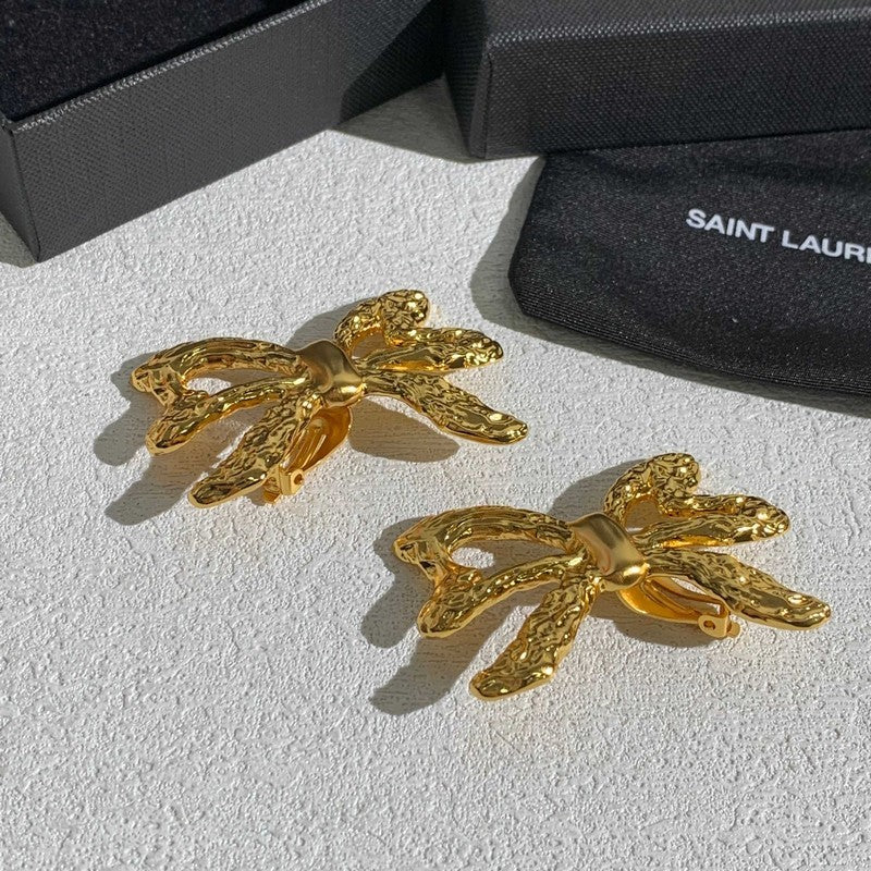 YSL 26C Butterfly Gold 18K Gold Earrings