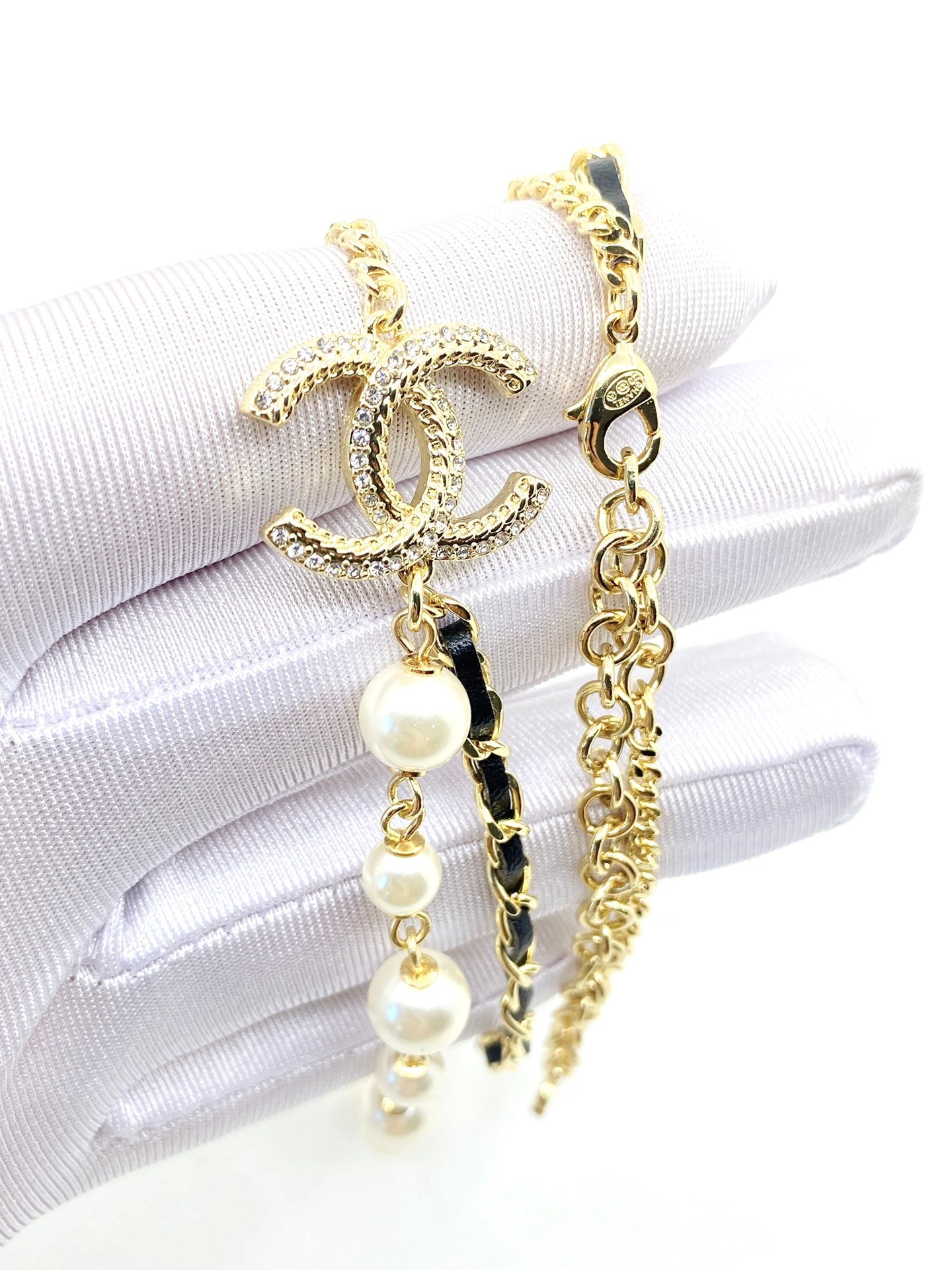 Chanel Pearls & Leather 18K Gold Necklace