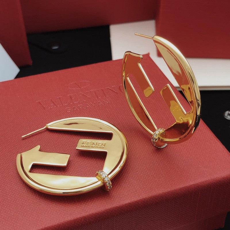 Fendi Big Round 18K Gold Earrings