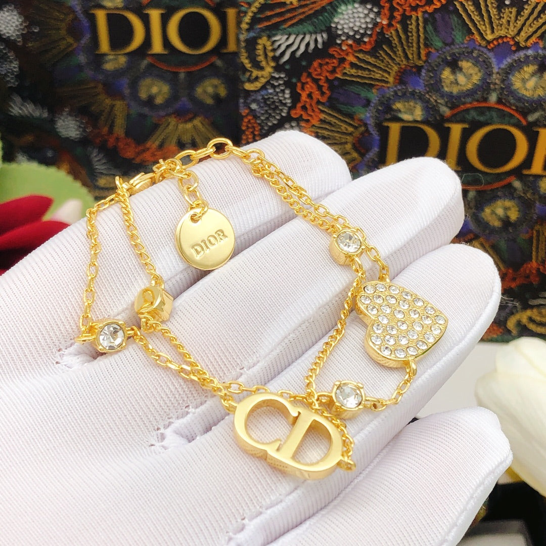 Dior Petit Heart Diamonds 18K Gold Bracelet
