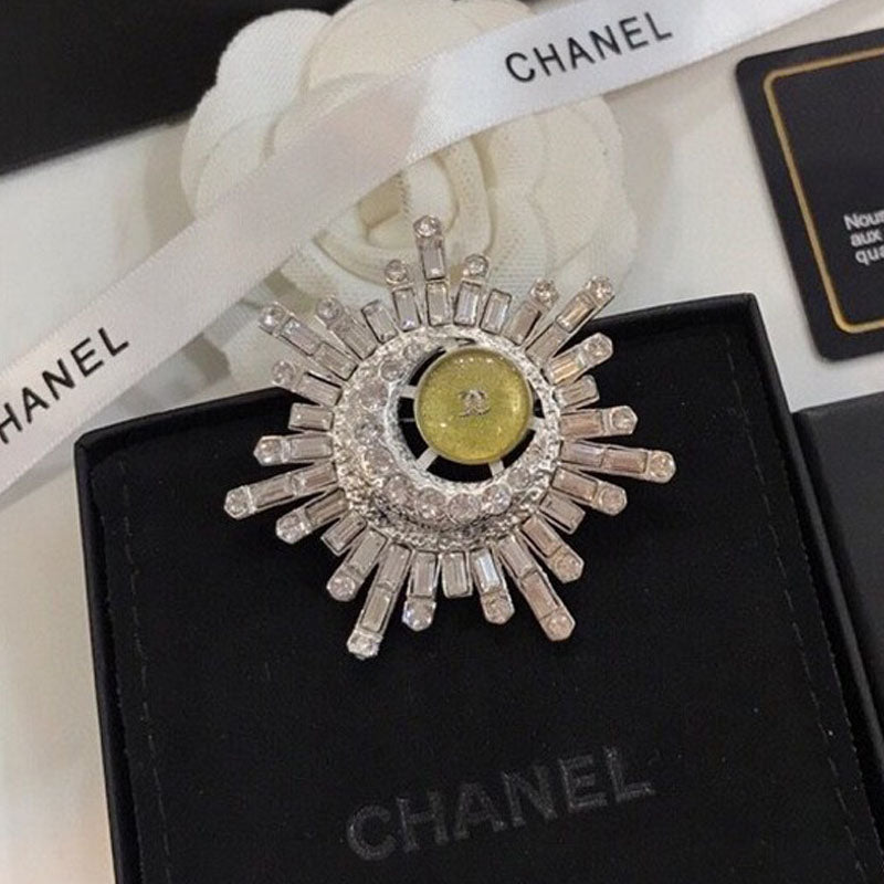 Chanel Crystal 18K Gold Brooch