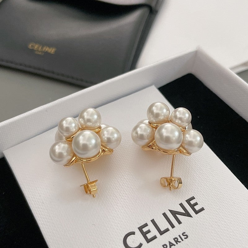 Celine Pearls Gold 18K Gold Earrings