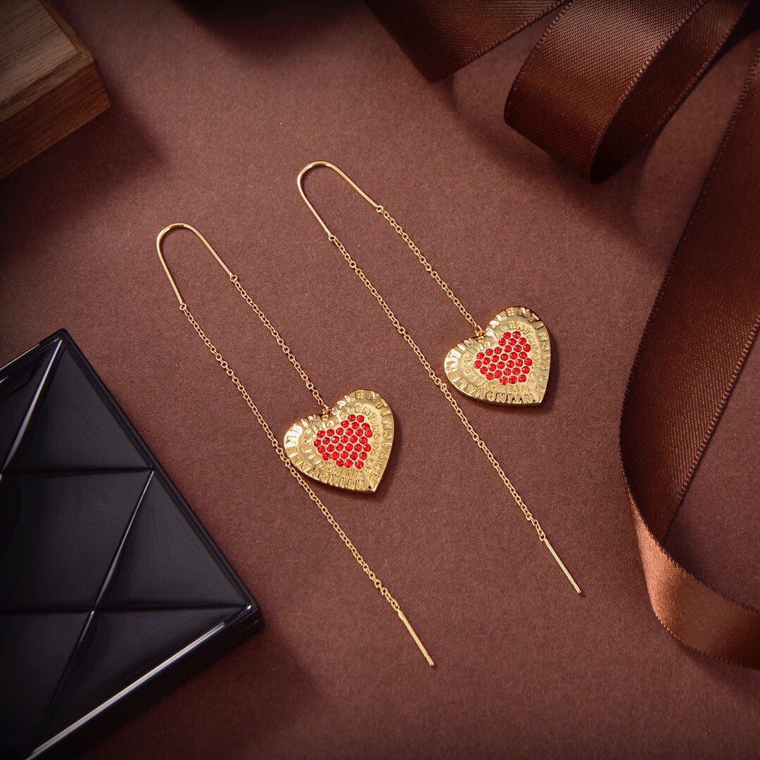 Valentino Red Heart 18K Gold Earrings