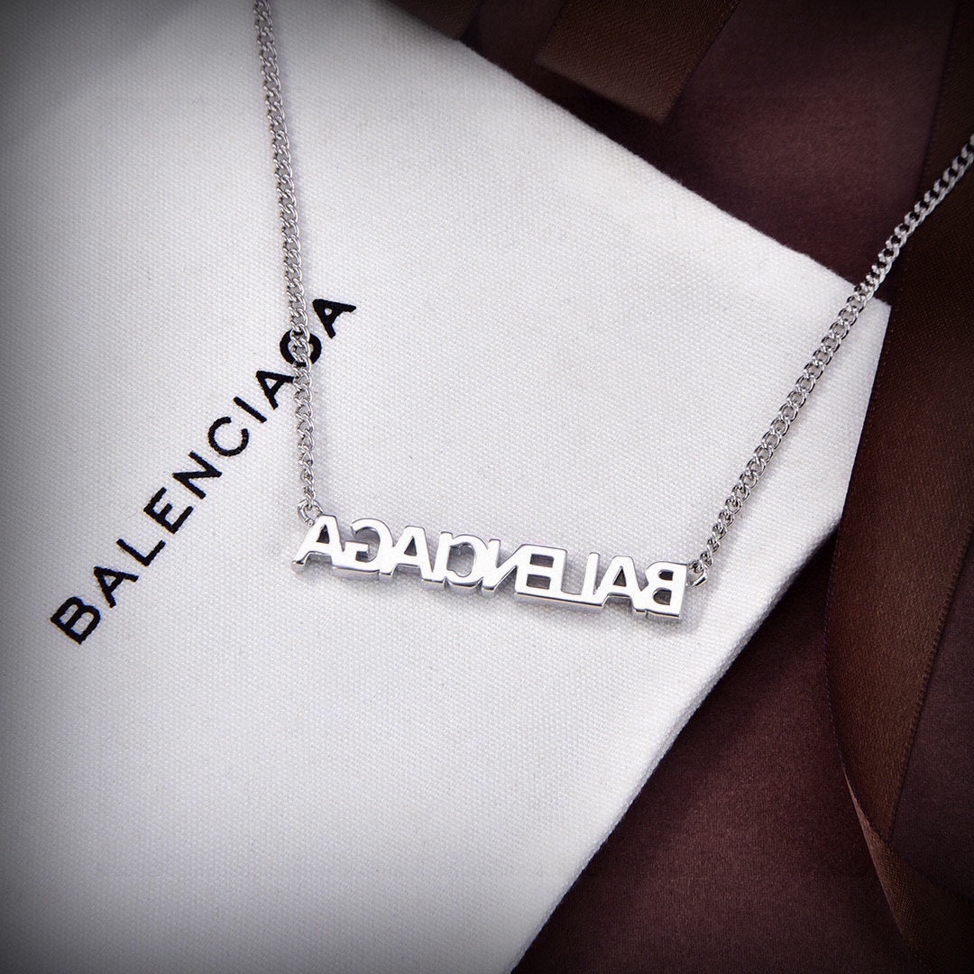 Balenciaga Typo Crystals 18K Gold Necklace