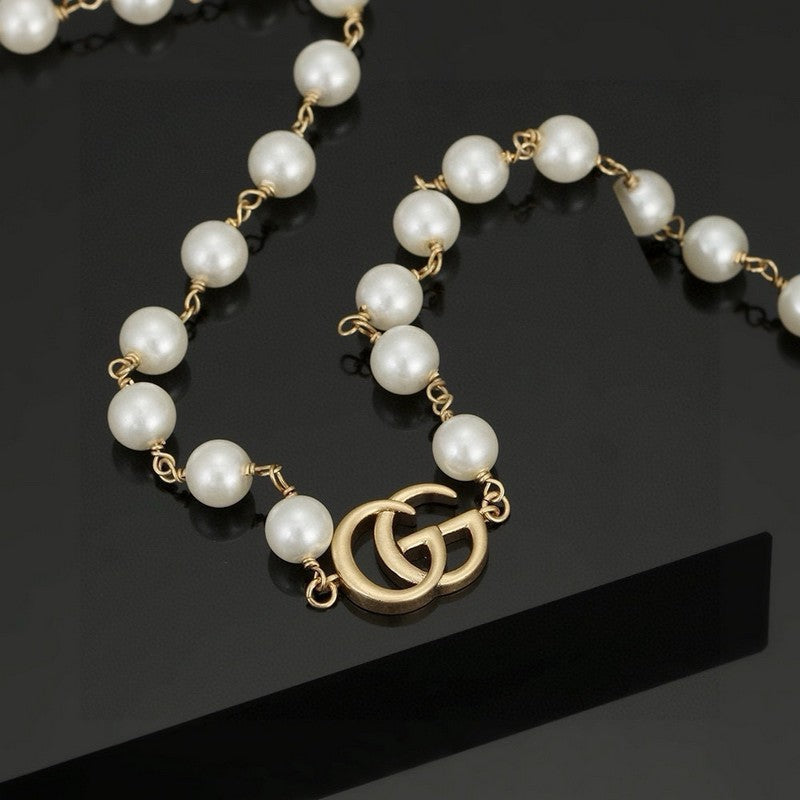Gucci Double Pearl 18K Gold Necklace