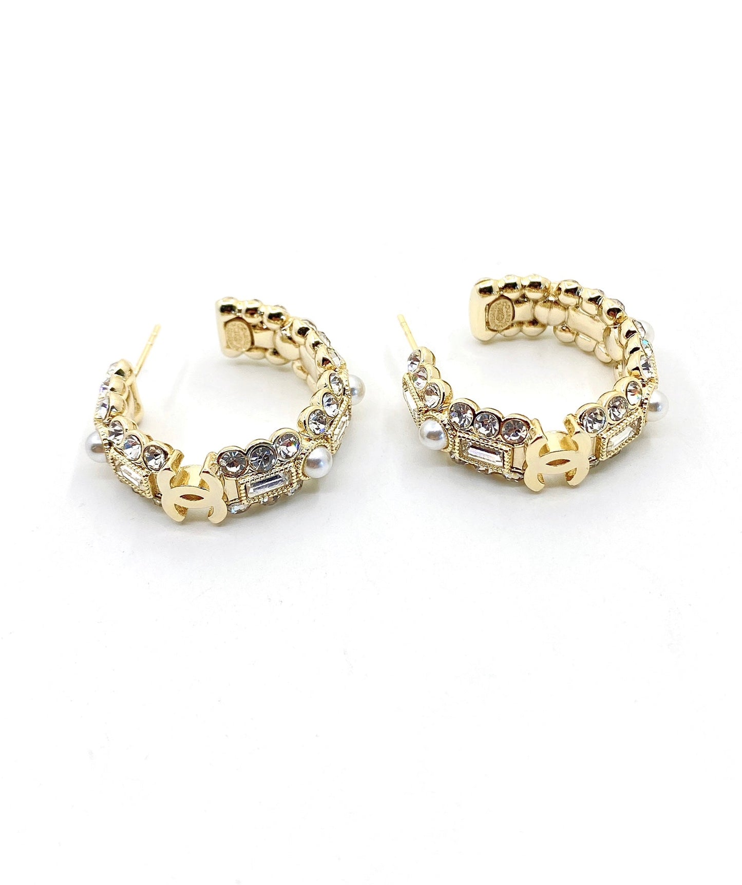 Chanel Crystals Circle 18K Gold Earrings