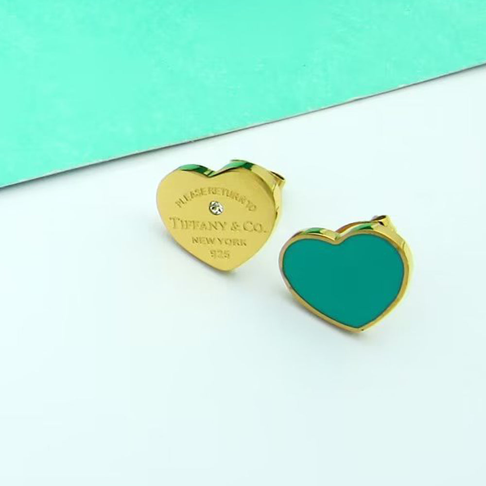 Tiffany Return to Blue Heart 18K Gold Earrings