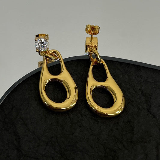 Prada Inverted Triangle 18K Gold Earrings