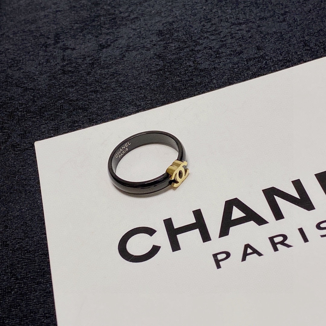 Chanel Black 18K Gold Ring