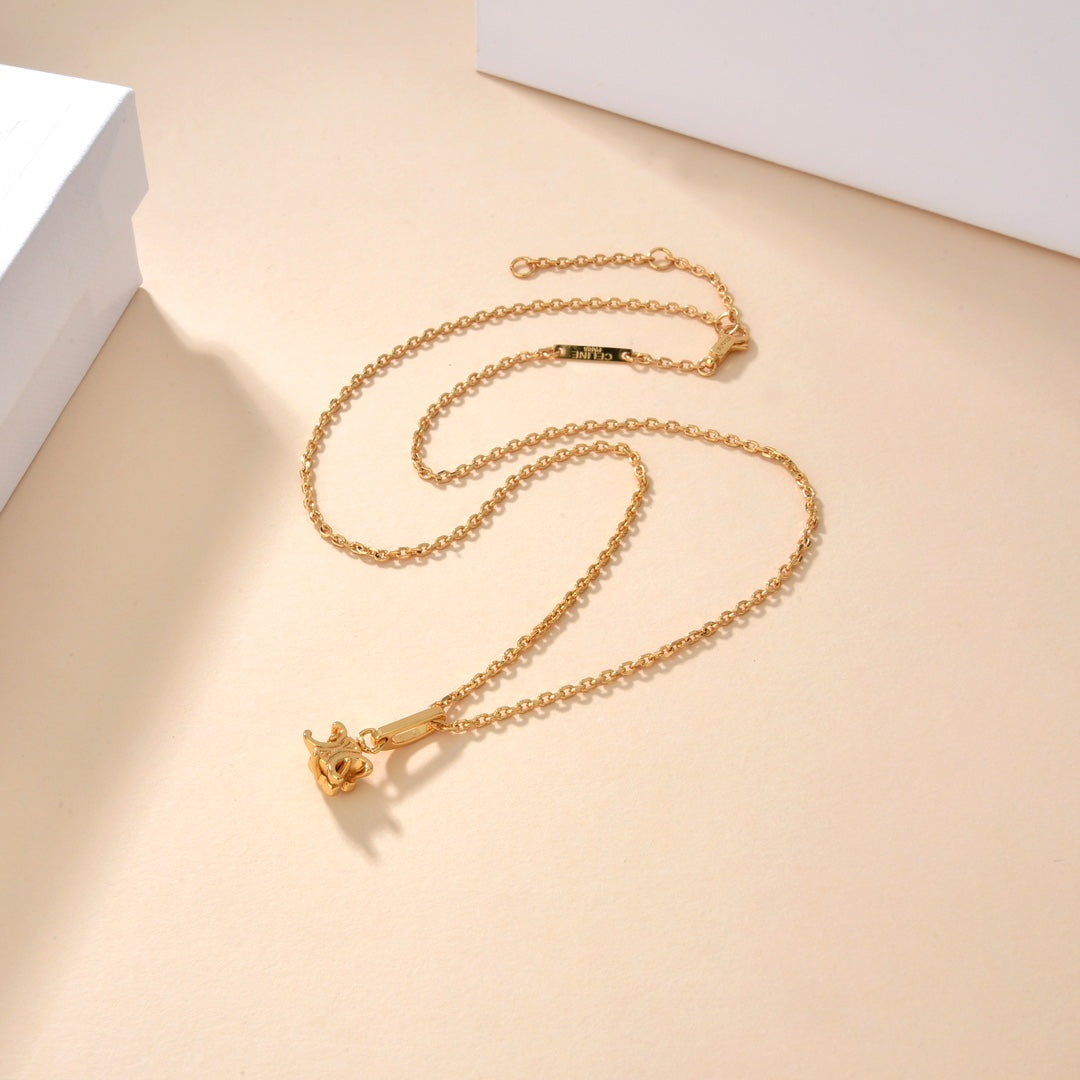 Celine Solitaire 18K Gold Necklace