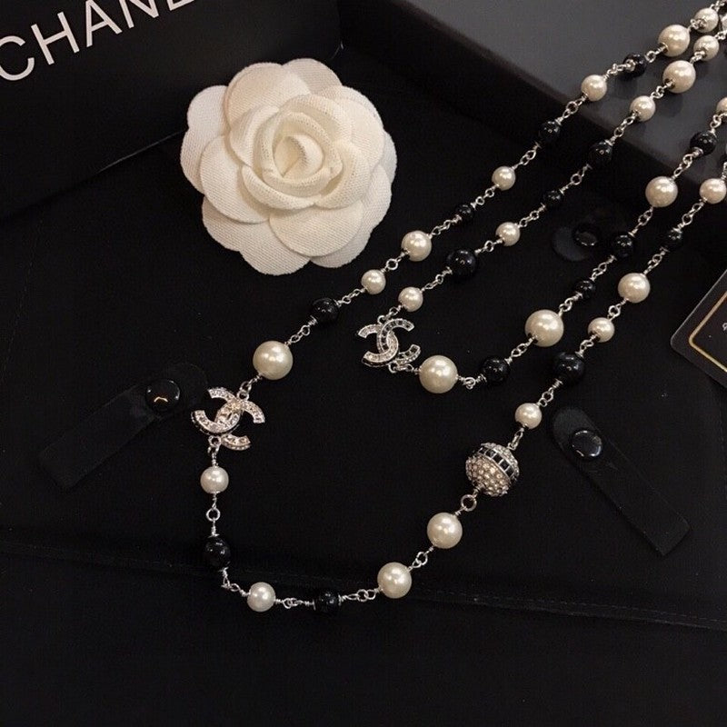 Chanel Long Black Pearl 18K Gold Necklace