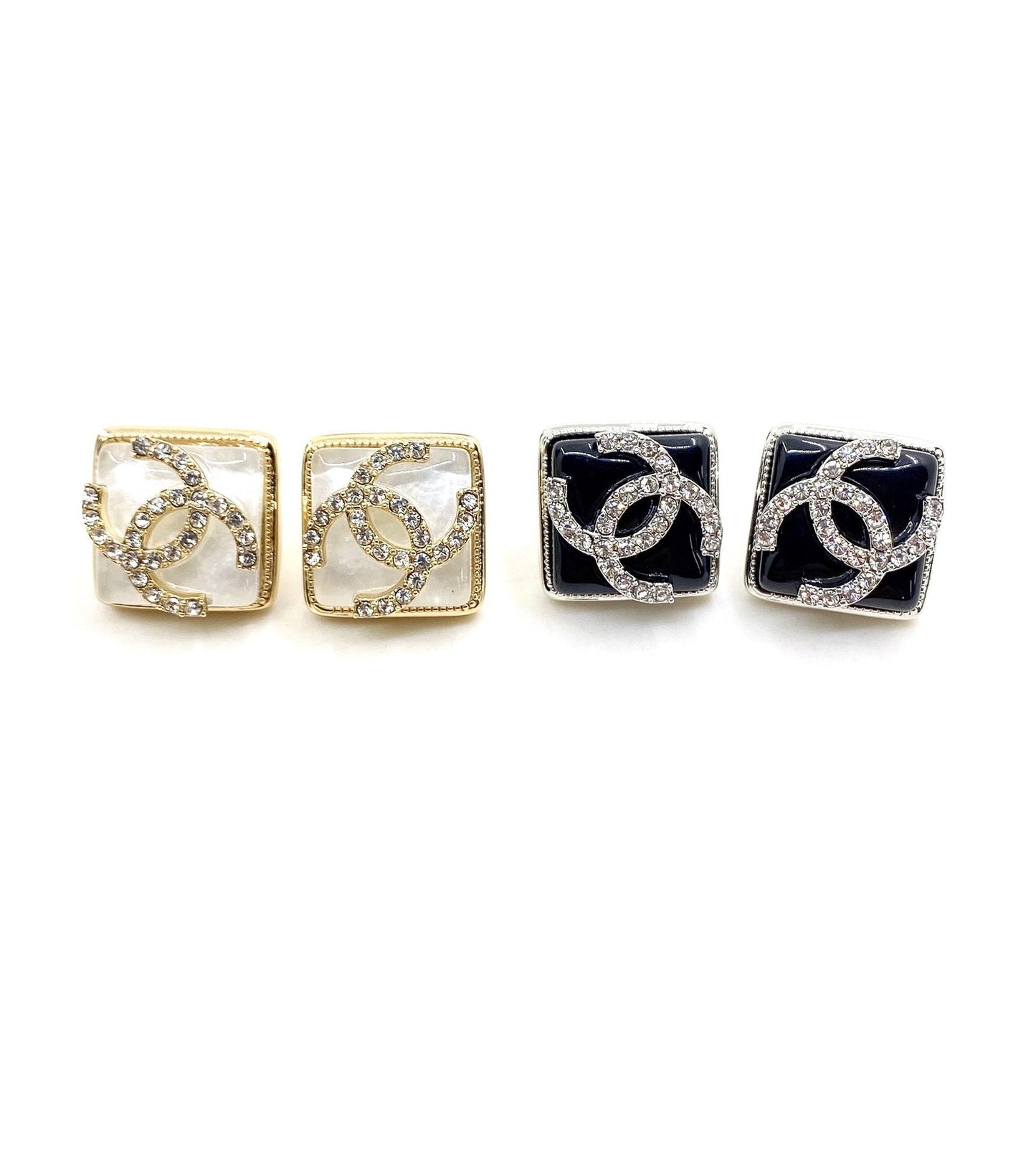Chanel Square 18K Gold Earrings