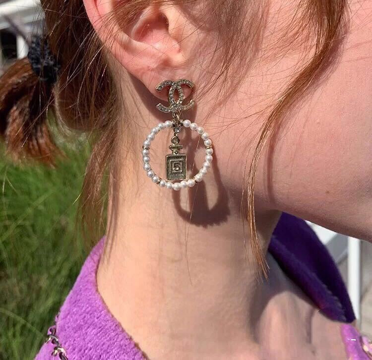 Chanel No.5 Perfume Bottle 18K Gold Earrings