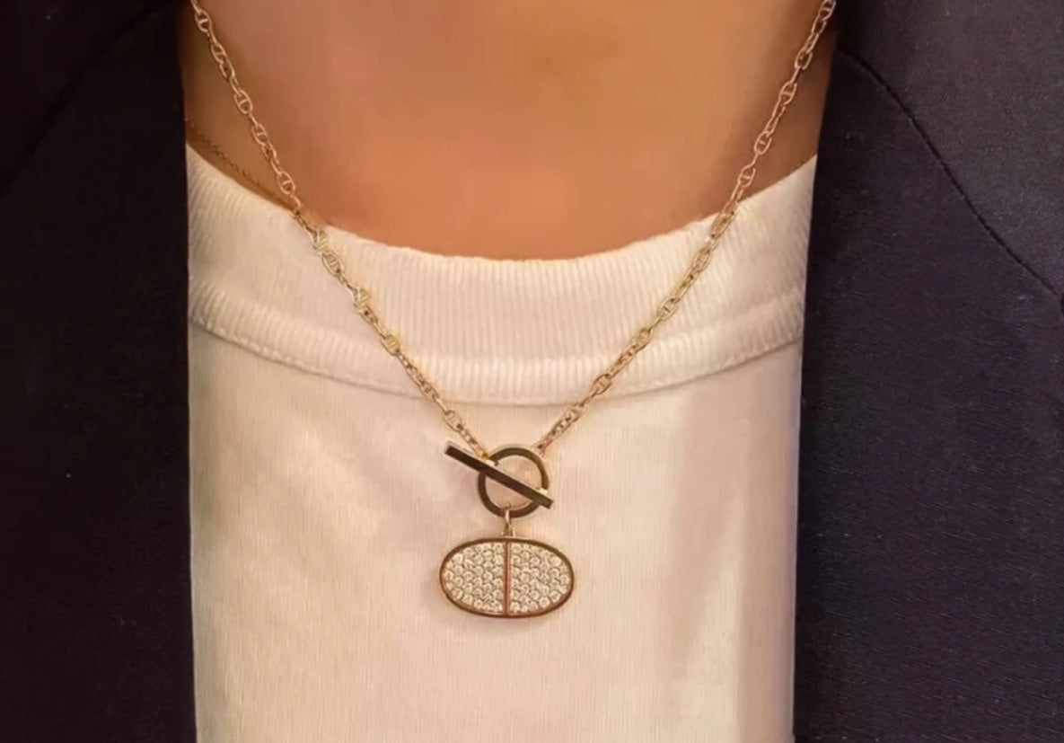 Hermes Chaine D'ancre Contour Pendant 18K Gold Necklace