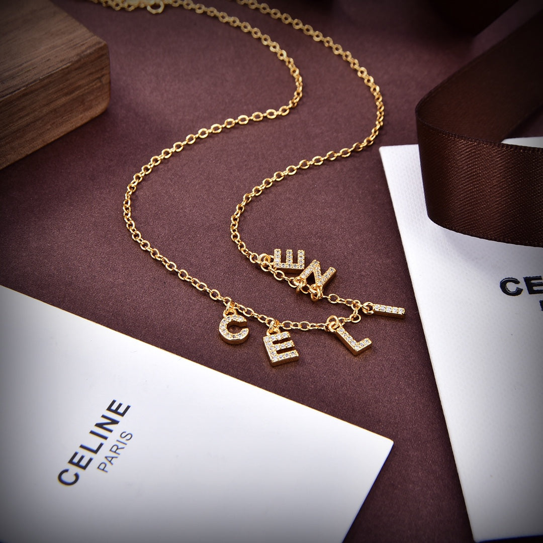Celine Paris Strass Crystals 18K Gold Necklace