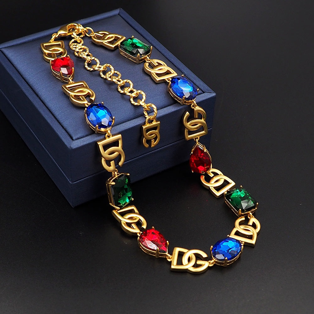 DG Crystals Choker 18K Gold Necklace