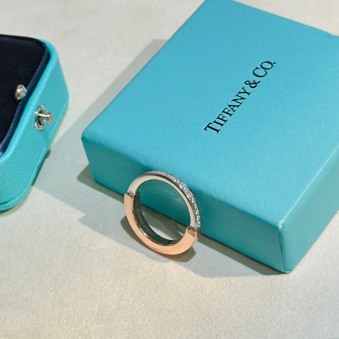 Tiffany Lock Diamond 18K Rose Gold Ring