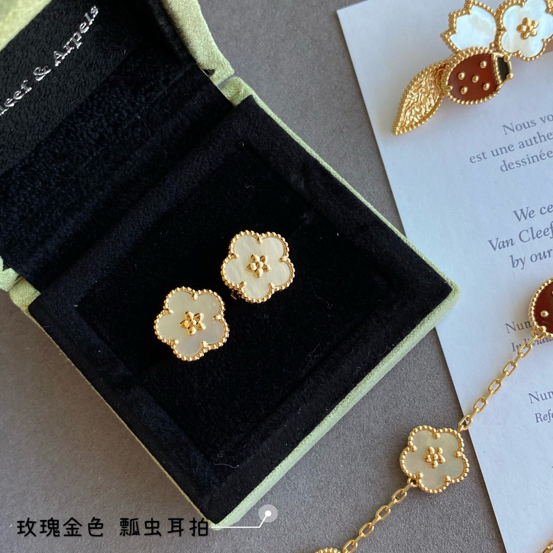 Lucky Spring Plum Blossom 18K Gold Earrings