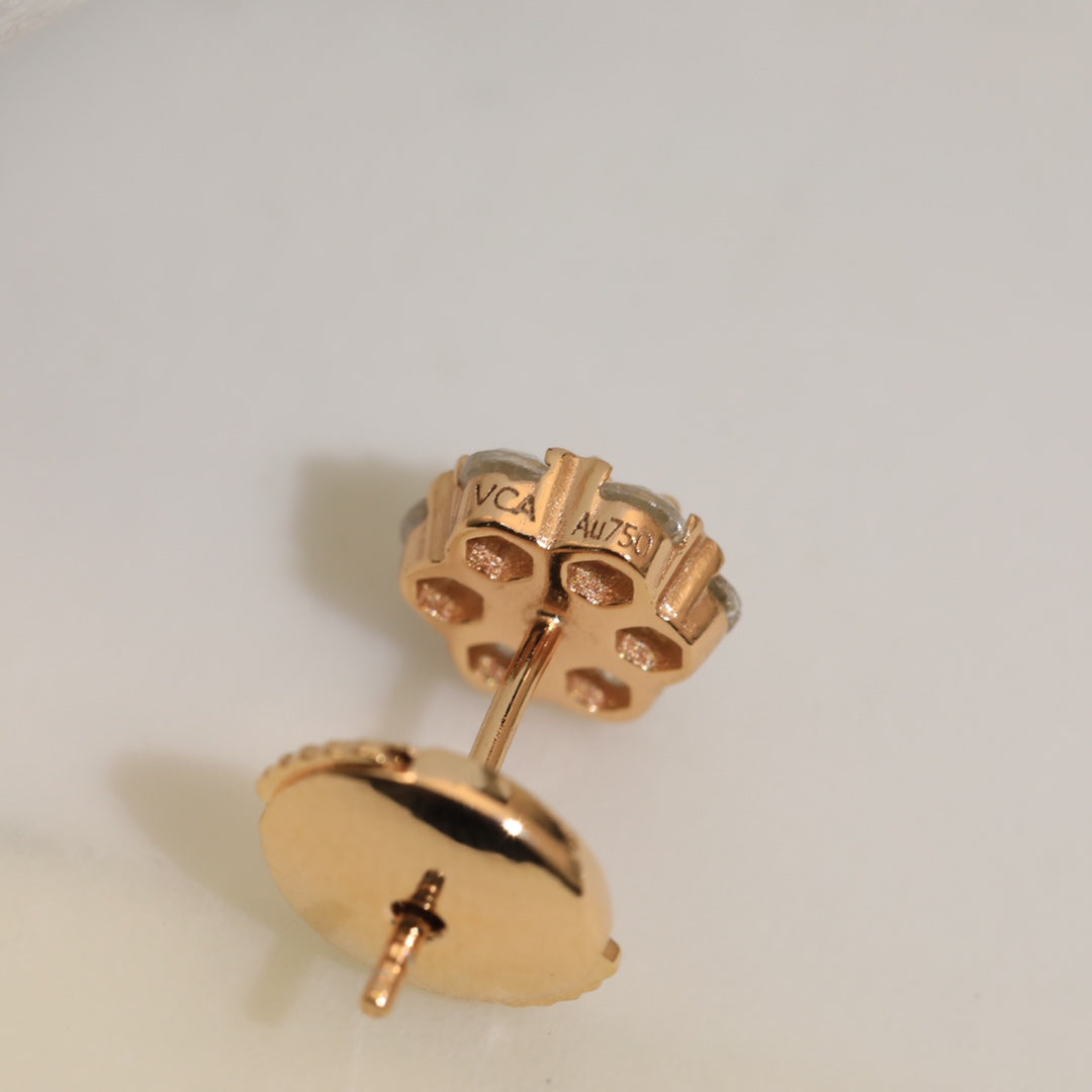 Flower Crystal 18K Gold Earrings