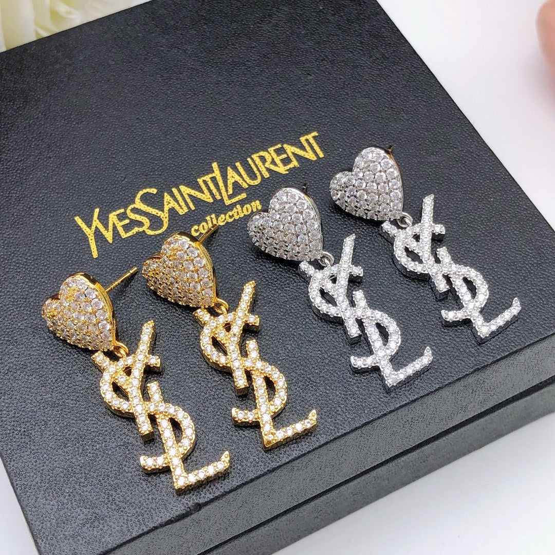 YSL Heart Diamonds 18K Gold Earrings
