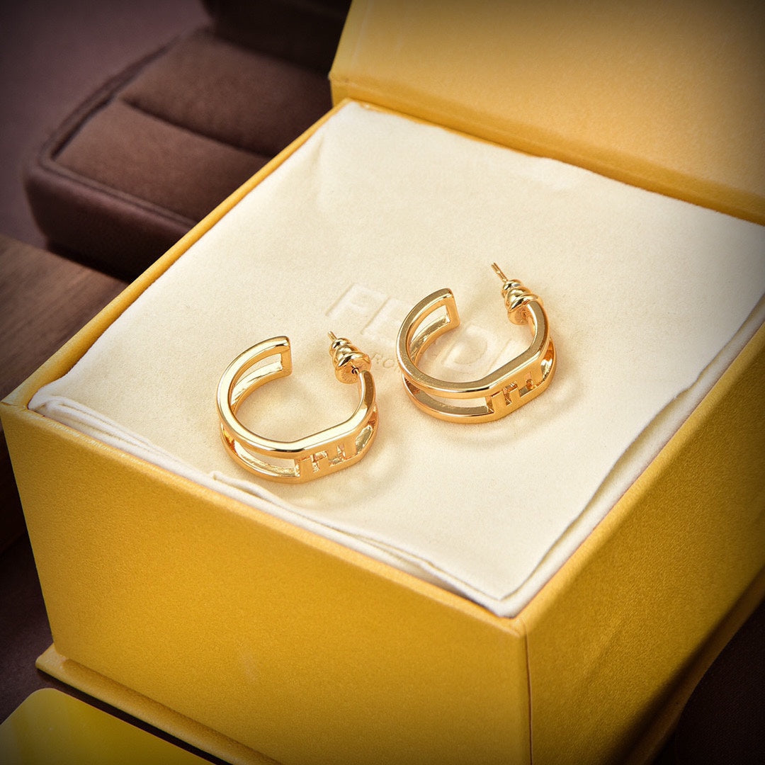 Fendi Forever Oval 18K Gold Earrings