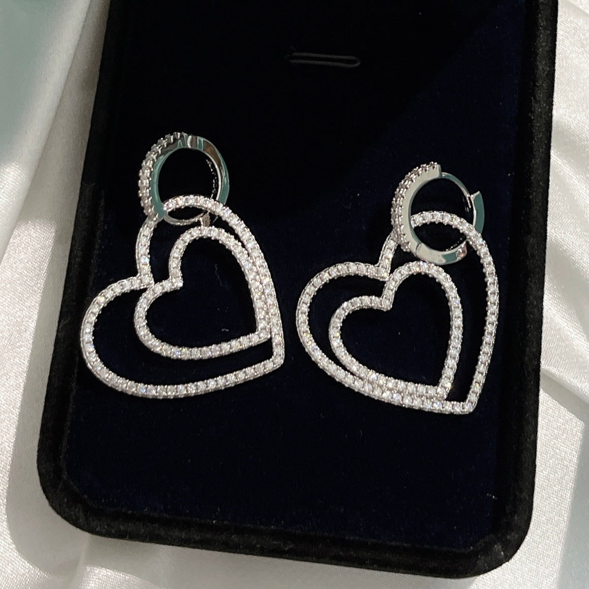 Tiffany Double Heart Diamond 18K Gold Earrings