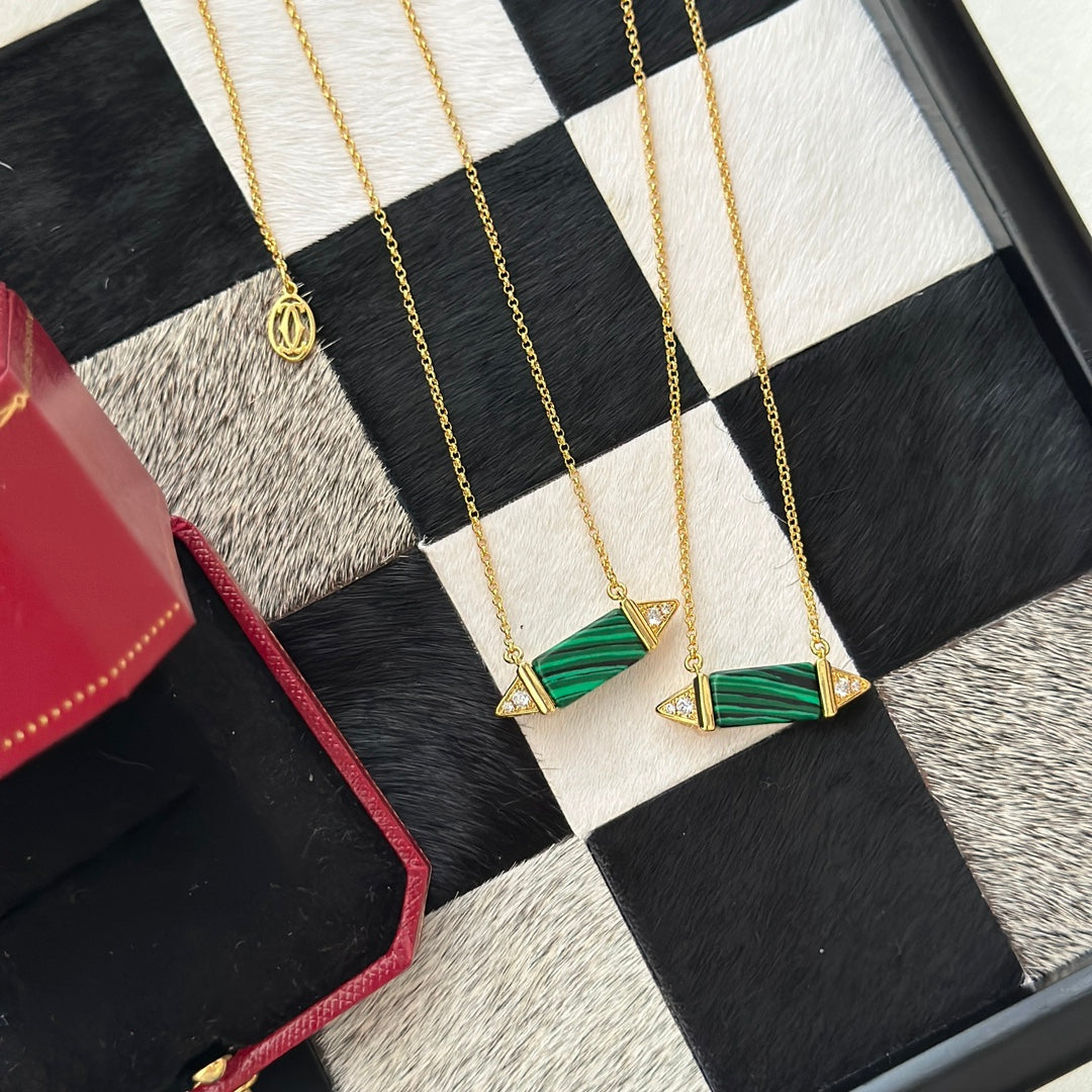 Les Berlingots De Malachite 18K Gold Necklace