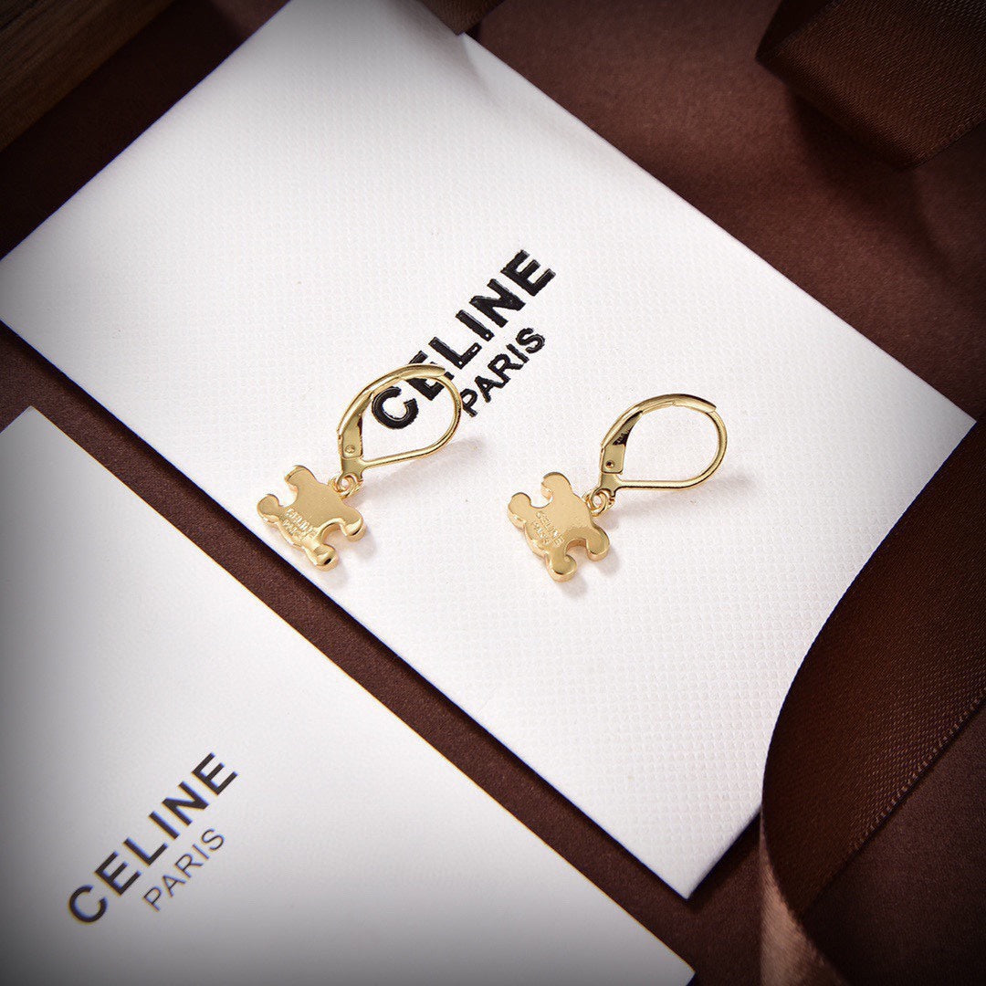 Celine Rhinestone 18K Gold Earrings