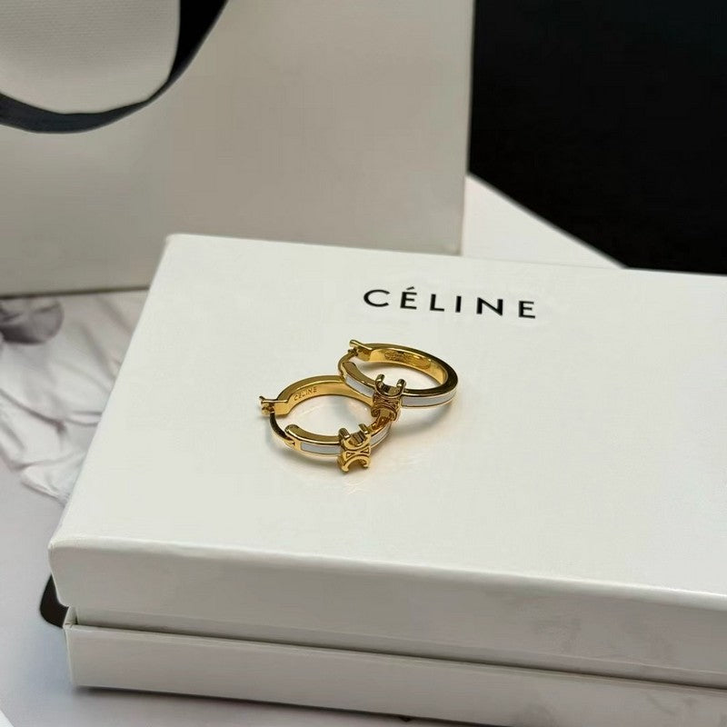 Celine Pearl Circle Gold 18K Gold Earrings