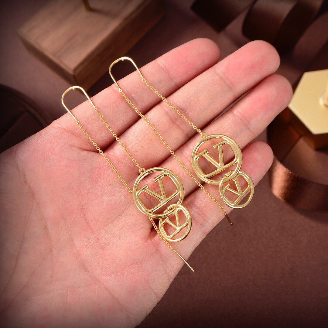Valentino Long 18K Gold Earrings