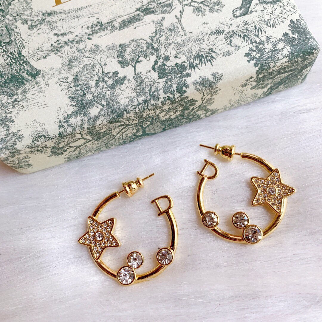 Dior Star Pink Crystals 18K Gold Earrings