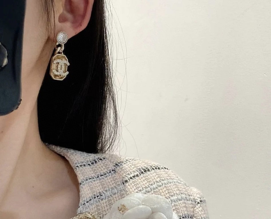 Chanel Crystals 18K Gold Earrings