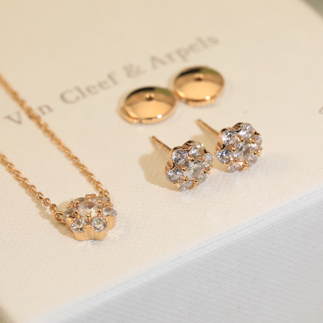 Flower Crystal 18K Gold Earrings