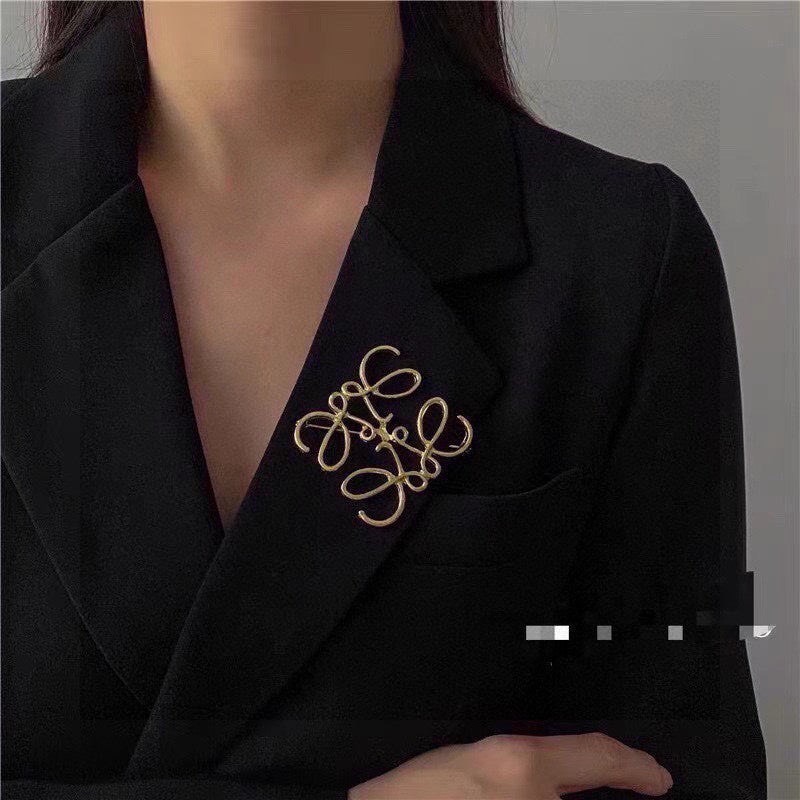 LOEWE Anagram Gold 18K Gold Brooch