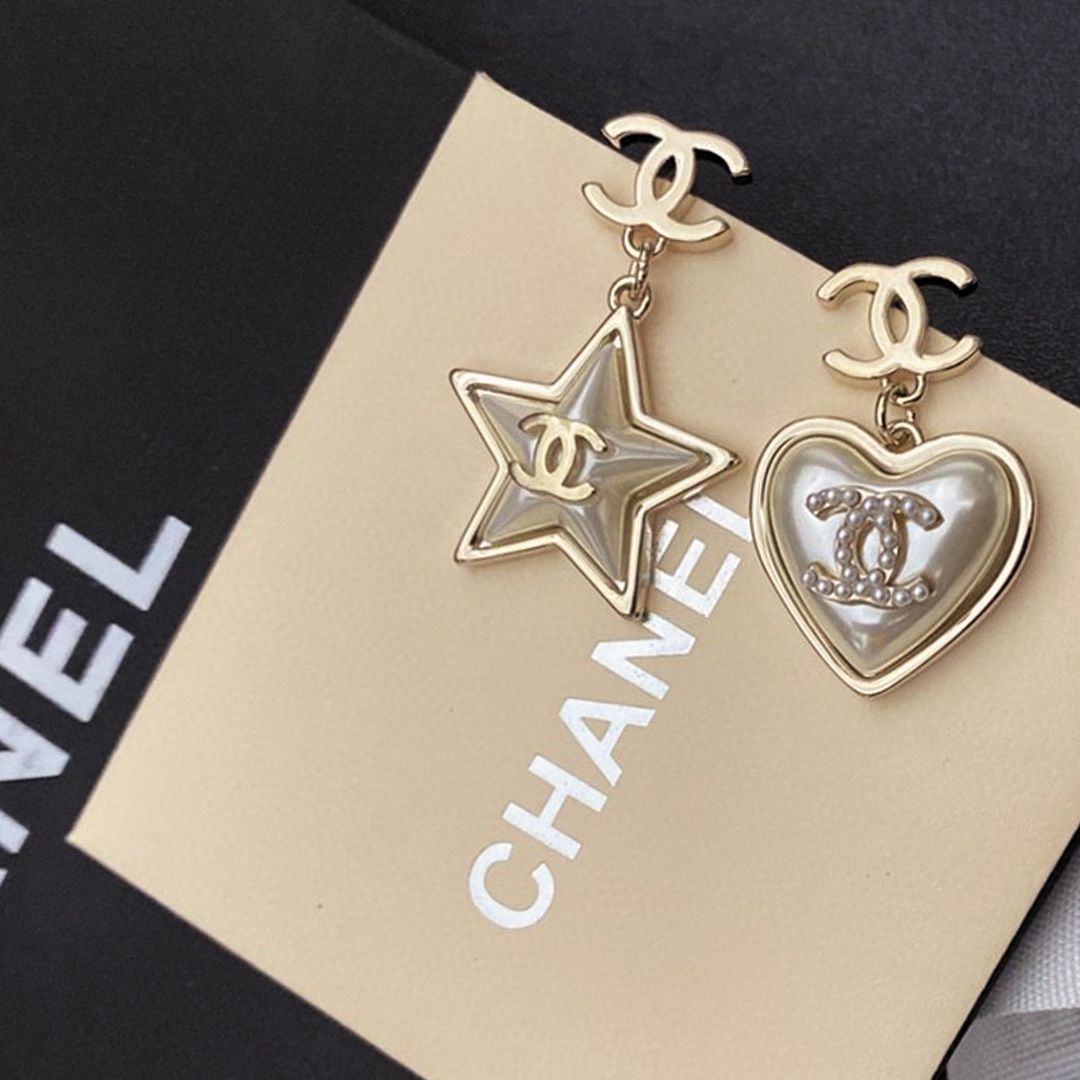 Chanel Heart & Star 18K Gold Earrings