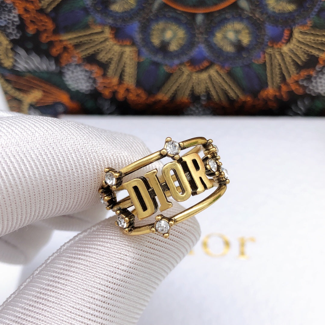 Dior Vintage Crystals 18K Gold Ring