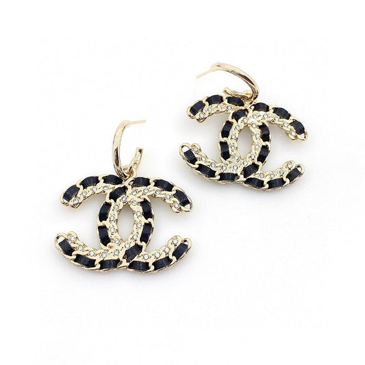 Chanel Leather 18K Gold Earrings