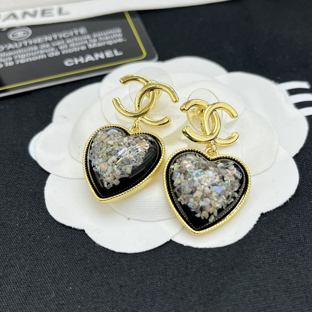 Chanel Multi-Color Crystals Heart 18K Gold Earrings