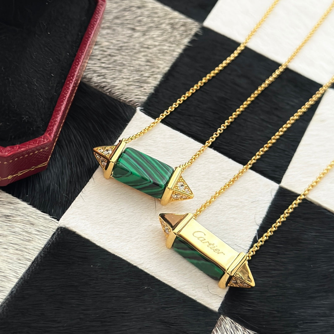 Les Berlingots De Malachite 18K Gold Necklace