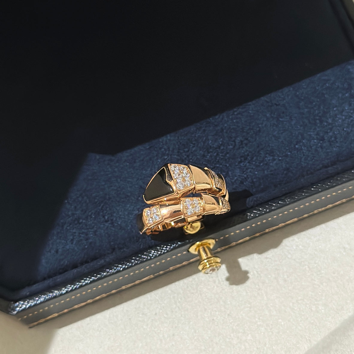 Bvlgari Serpenti Viper Black 18K Gold Ring