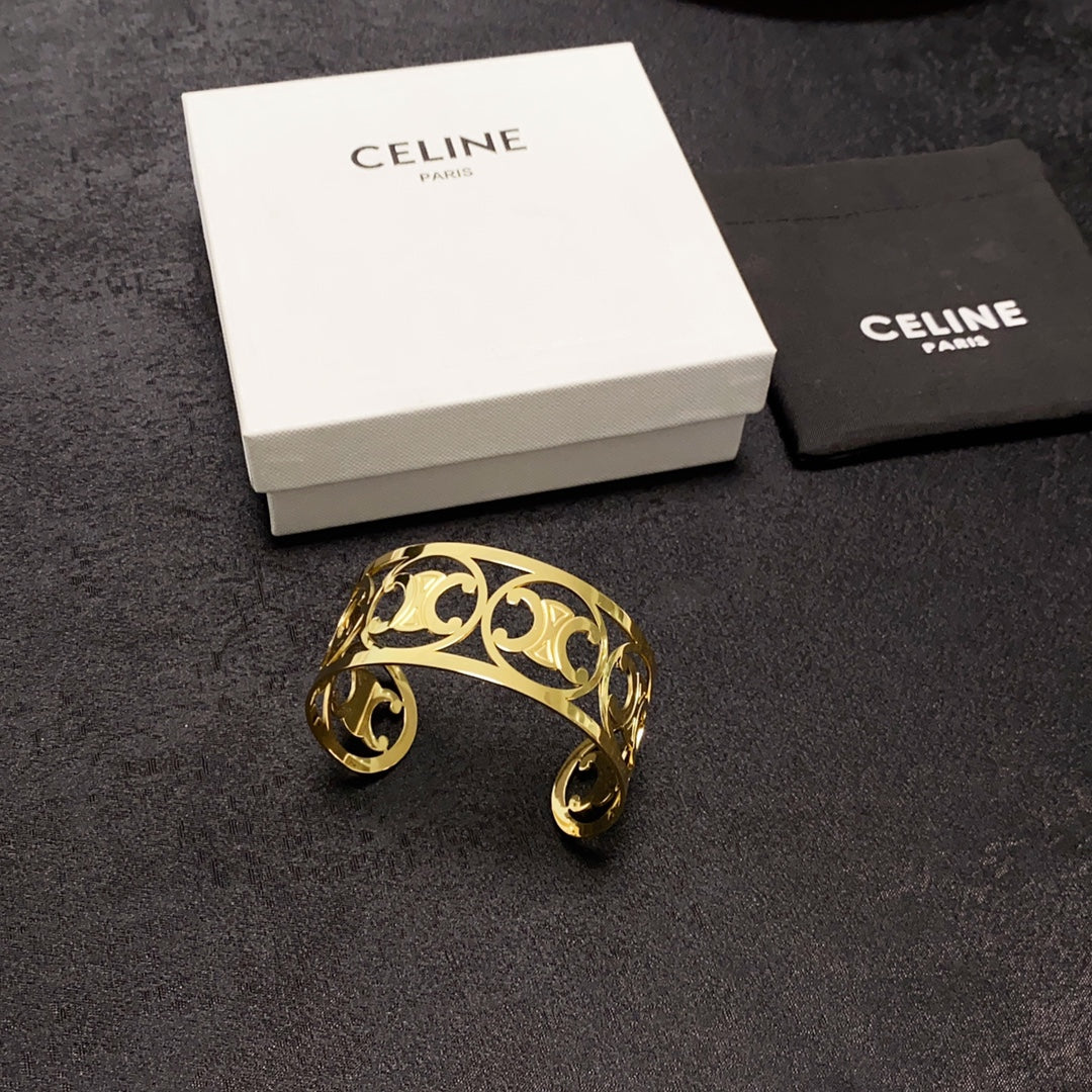 Celine Open Cuff 18K Gold Bracelet