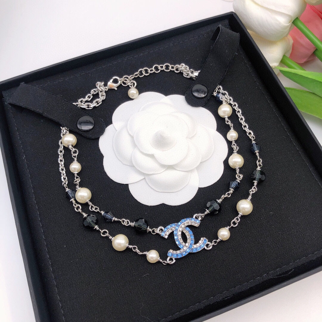 Chanel Blue Resin 18K Gold Necklace