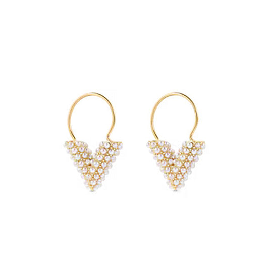 Louis Vuitton Essential V Perle Hoop 18K Gold Earrings