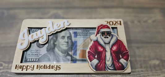 Personalized Wood & Acrylic Christmas Money Cash Envelope Holders with Christma